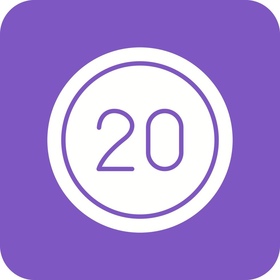 20 Speed Limit Glyph Round Corner Background Icon vector