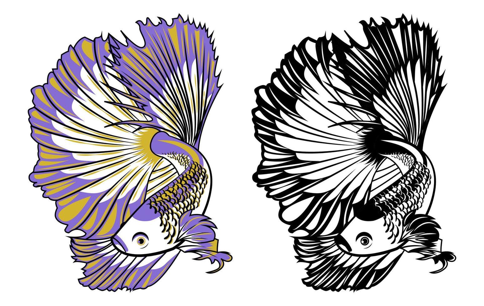 Halfmoon Betta Fish Colorful Vector Illustration