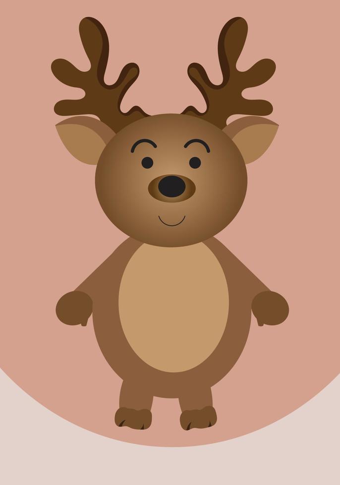 Brown cartoon deer and beautiful horns vector