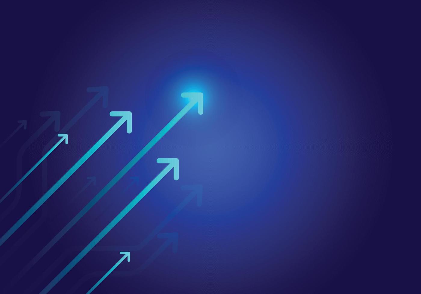 arrow pointing up on dark blue background Digital business growth concept. vector