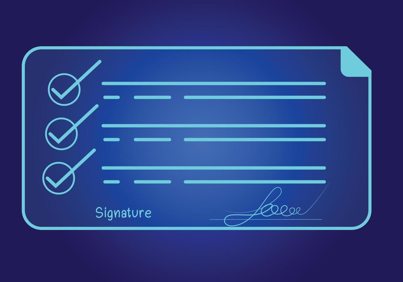 concepto de firma electrónica firma electrónica de documentos digitales en la pantalla de un portátil virtual vector