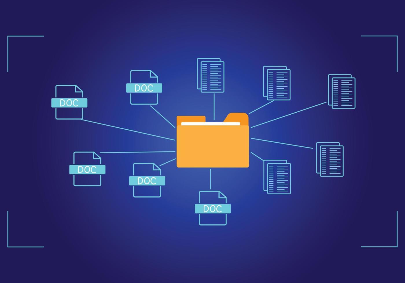 Ondular Paja fax concepto de sistema de gestión de documentos, software de iconos de carpetas  y documentos, búsqueda y