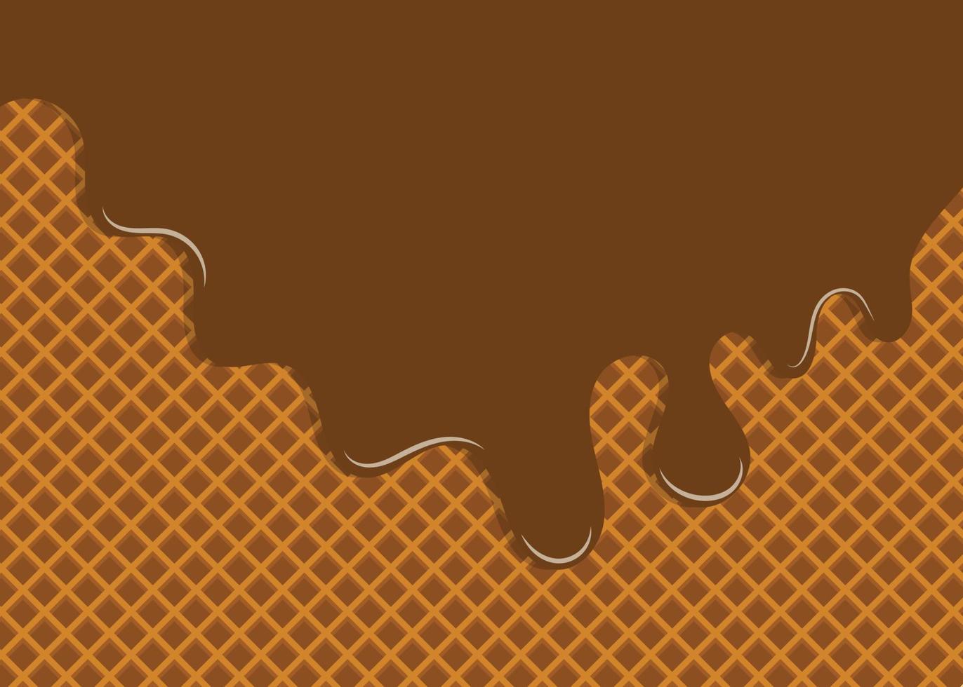 Melted chocolate ice creamon waffle background sweet ice cream background vector illustration