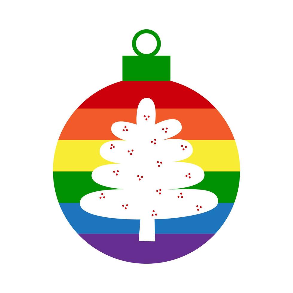 Rainbow LGBT christmas ball decoration with tree vector