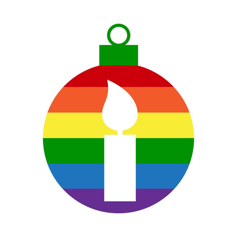 Rainbow LGBT christmas ball decoration with vandle vector