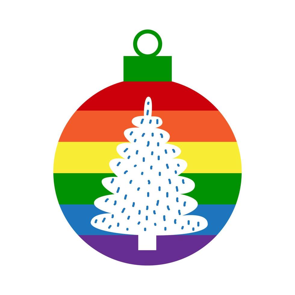 arco iris lgbt decoración de bolas de navidad con árbol vector