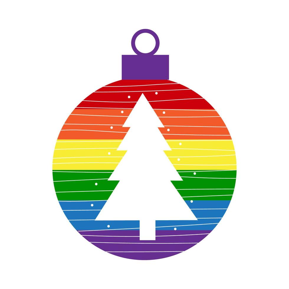 Rainbow LGBT christmas ball decoration with tree vector