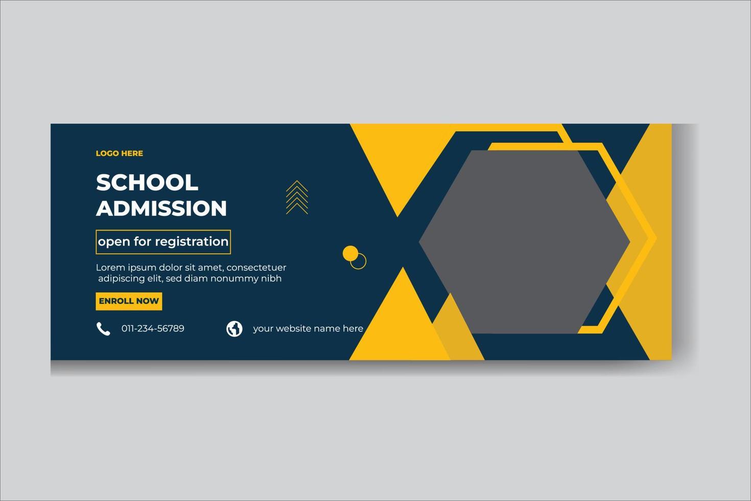 school admission social media cover and web banner template vector