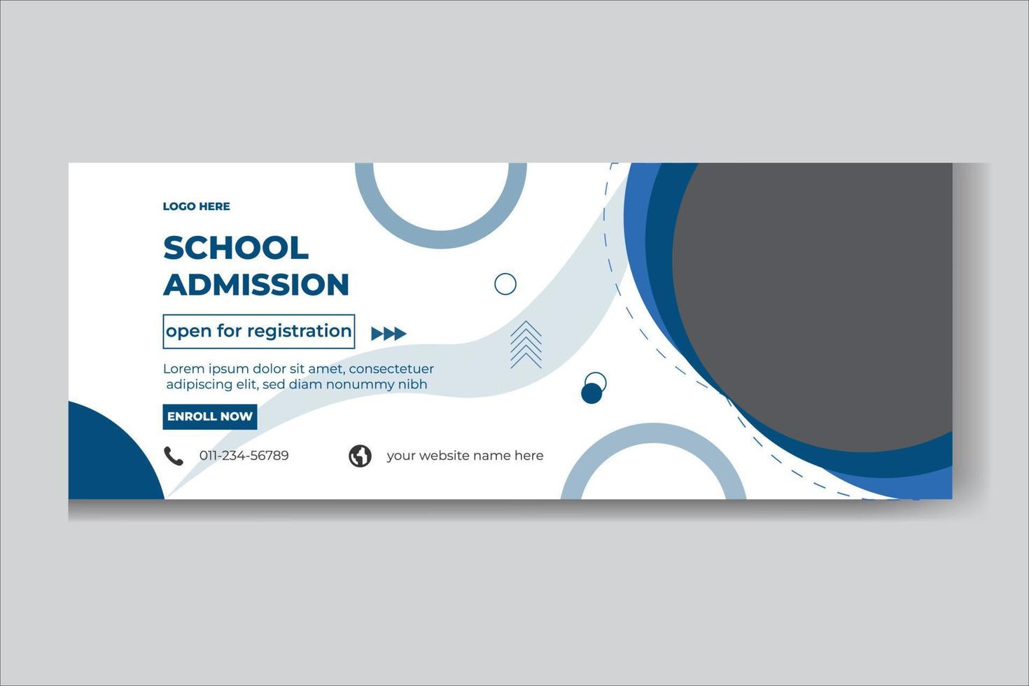 school admission social media cover and web banner template vector