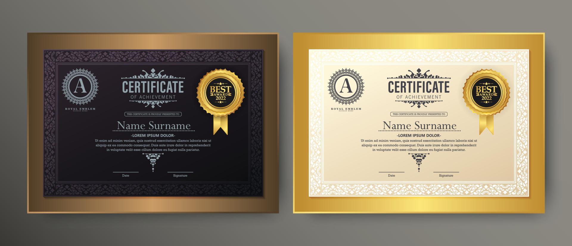 Achievement certificate best award diploma vector