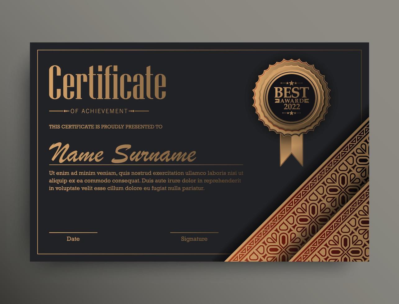 Achievement certificate best award diploma vector