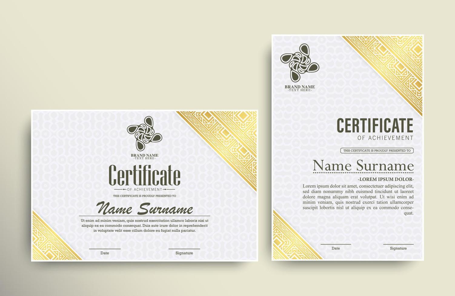 Achievement certificate best award diploma set vector