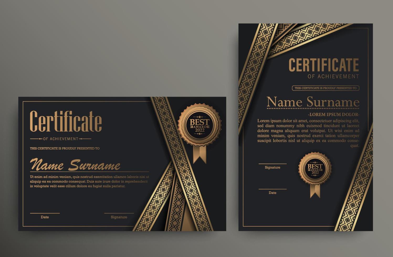 Achievement certificate best award diploma vector