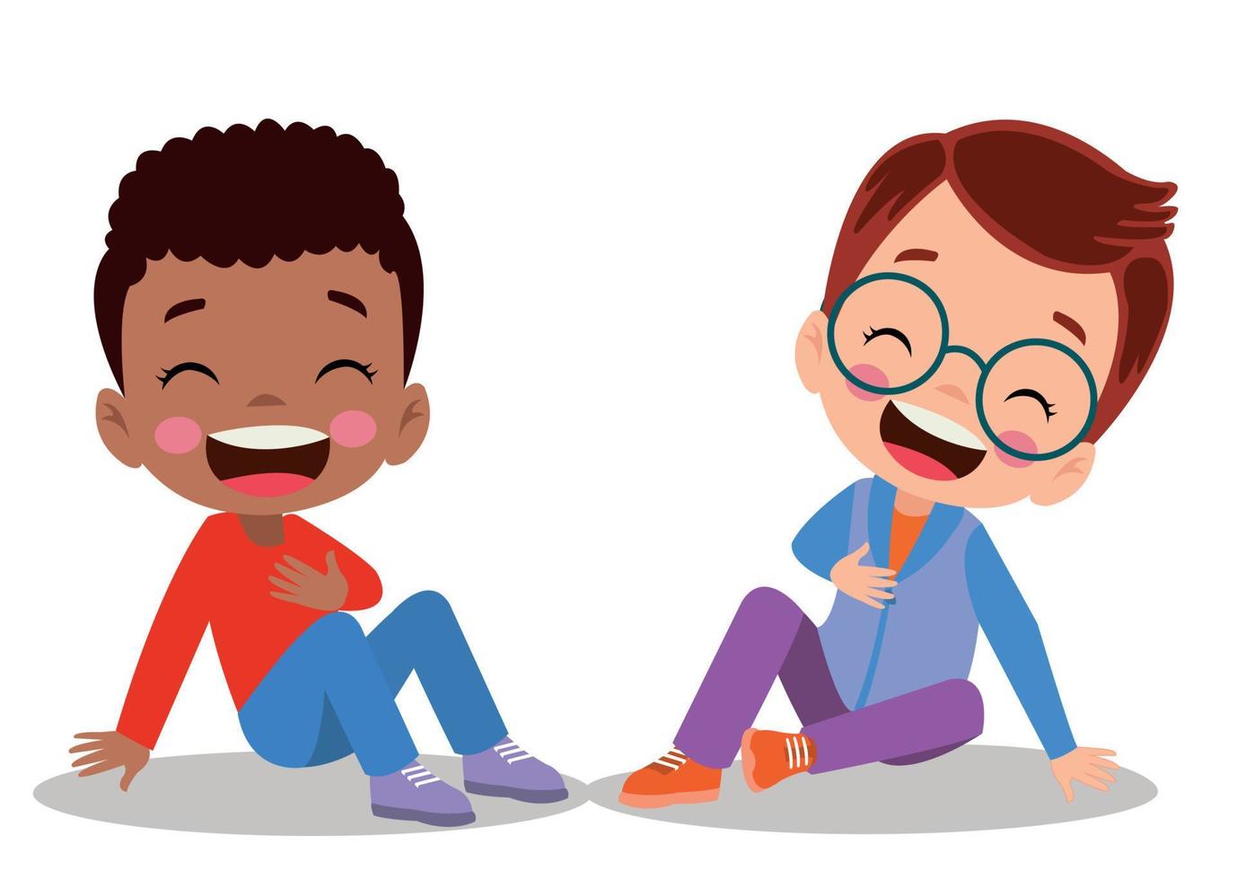 cute little boy laugh together with friend vector