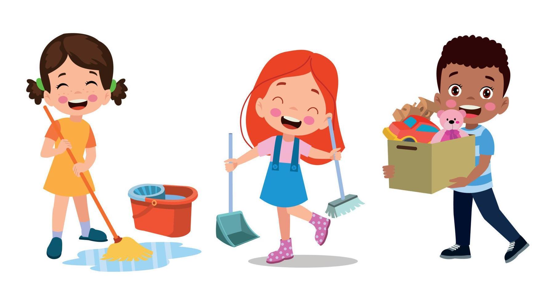 Vector Cartoon Kids Cleaning At Home Set Children In Various Cleaning vector-cartoon-kids-cleaning-at-home-set-children-in-various-cleaning