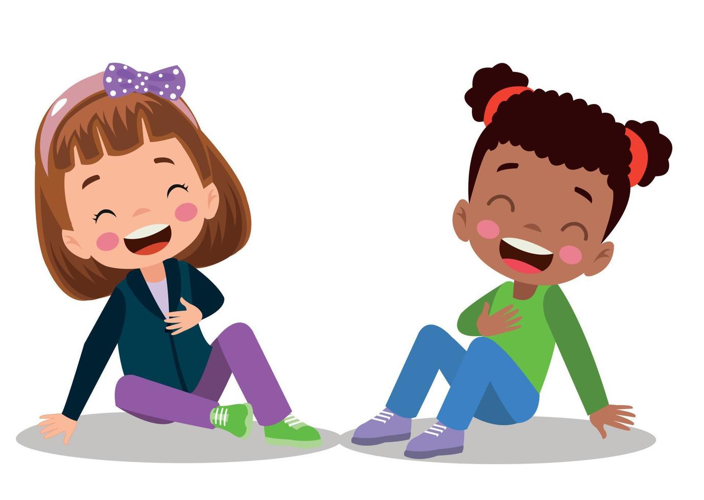 cute little boy laugh together with friend vector