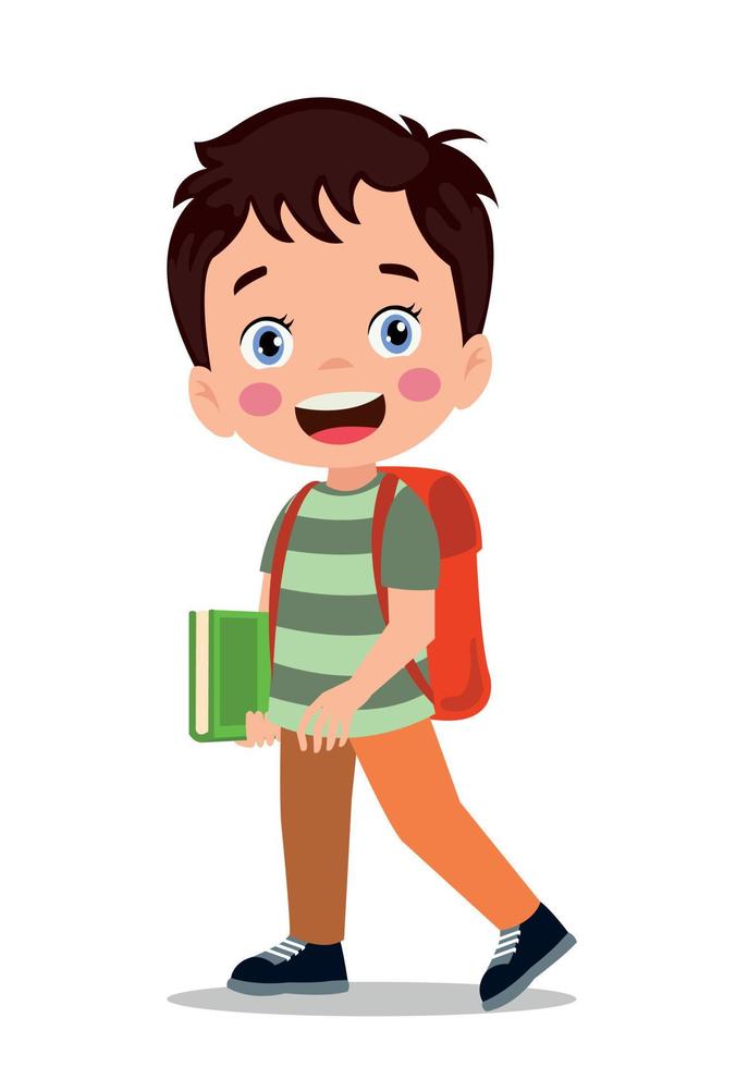 student walking to school with school bag vector