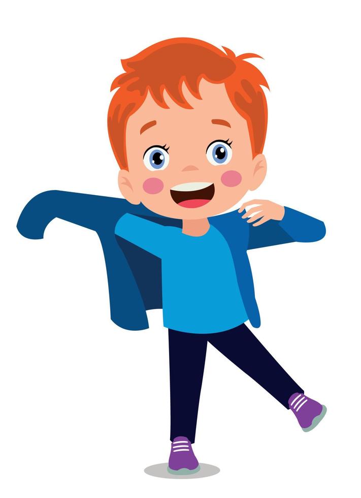 Cute little boy wearing clothes get dressed daily routine activity vector