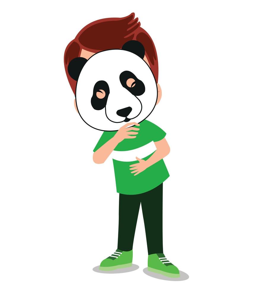 cute boy in panda mask vector