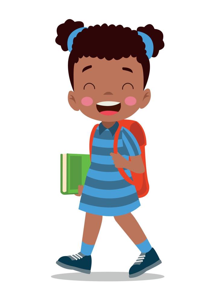 student walking to school with school bag vector