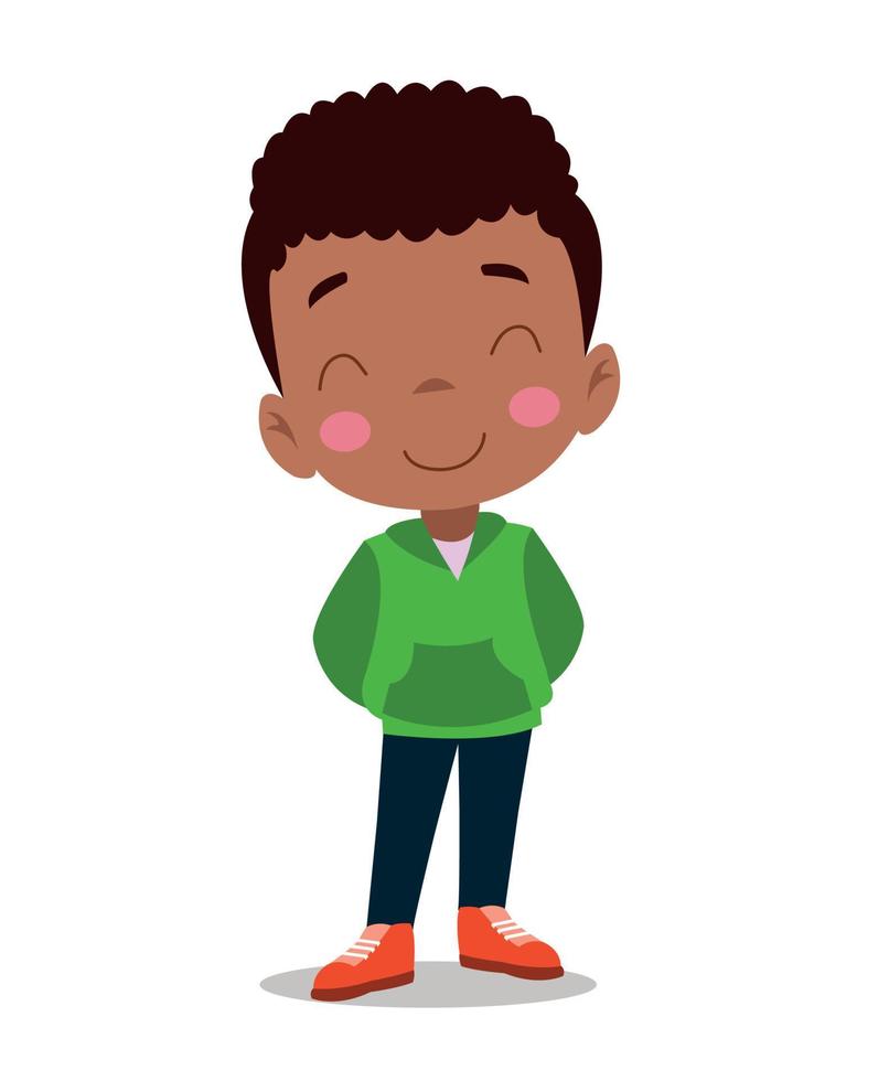 vector illustration of little boy with smiling happy face expression