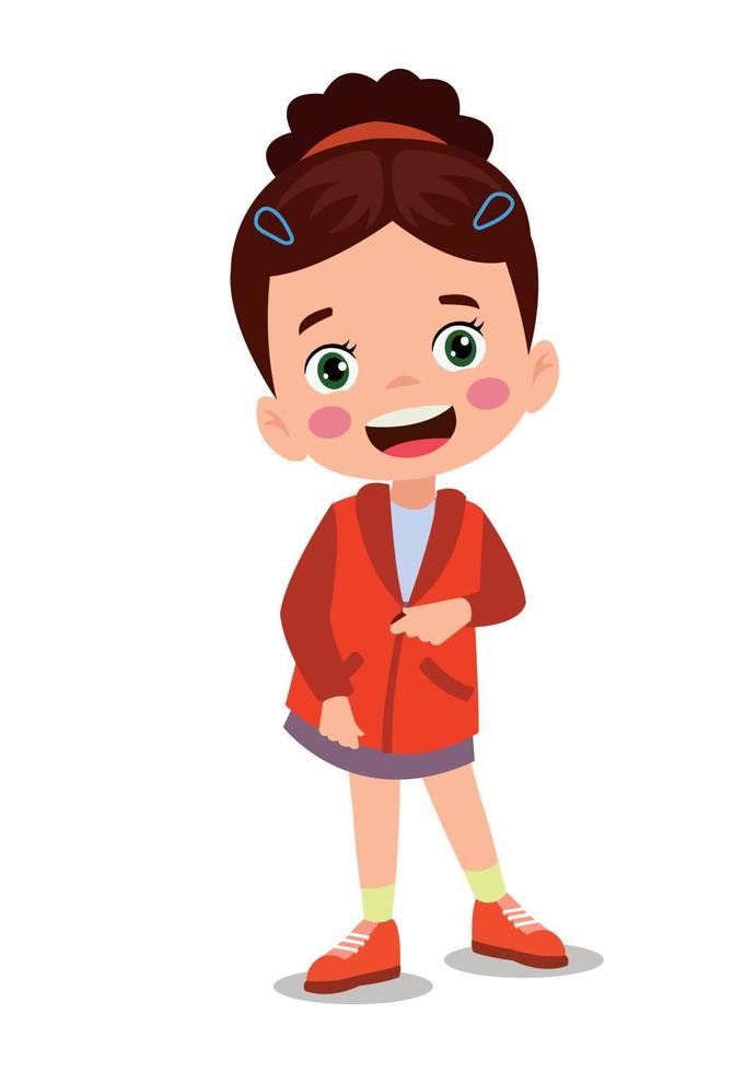 Cute little boy wearing clothes get dressed daily routine activity vector