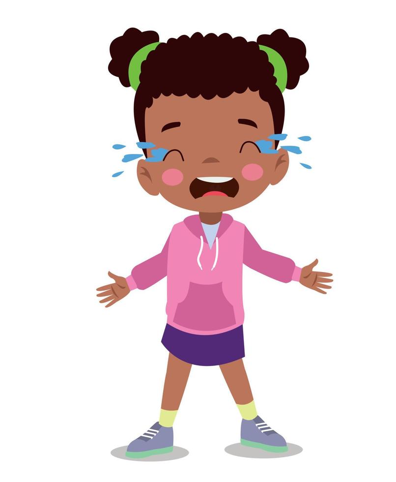 ilustración vectorial de un niño pequeño con una expresión facial sonriente llorando feliz vector
