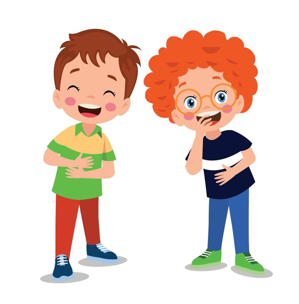 cute little boy laugh together with friend vector