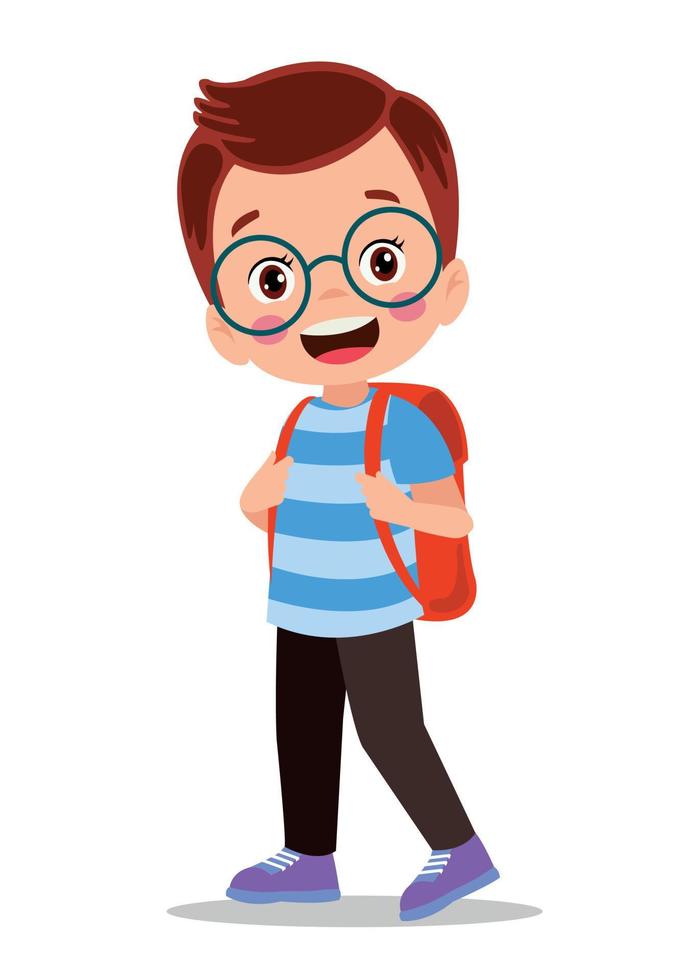 student walking to school with school bag vector