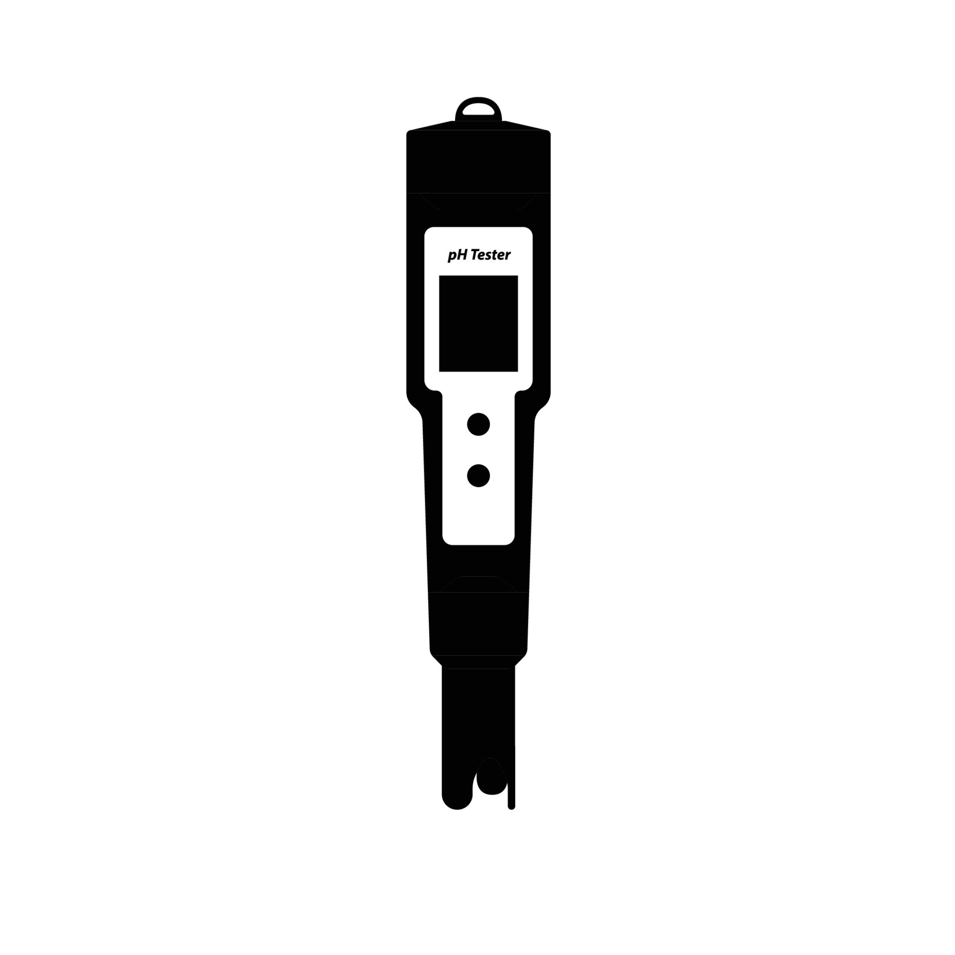 Digital pH Meter Silhouette. Black and White Icon Design Elements on