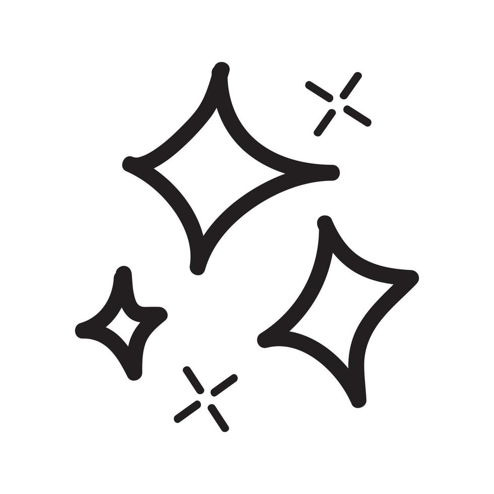 doodle set of vector stars sparkle icon, clean surface icon. Glowing light effect stars and shining burst. isolated on white background. vector illustration