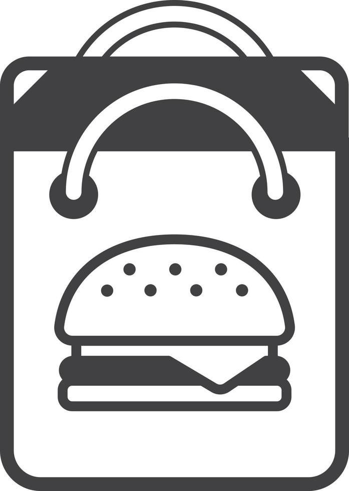 bag and hamburger illustration in minimal style vector