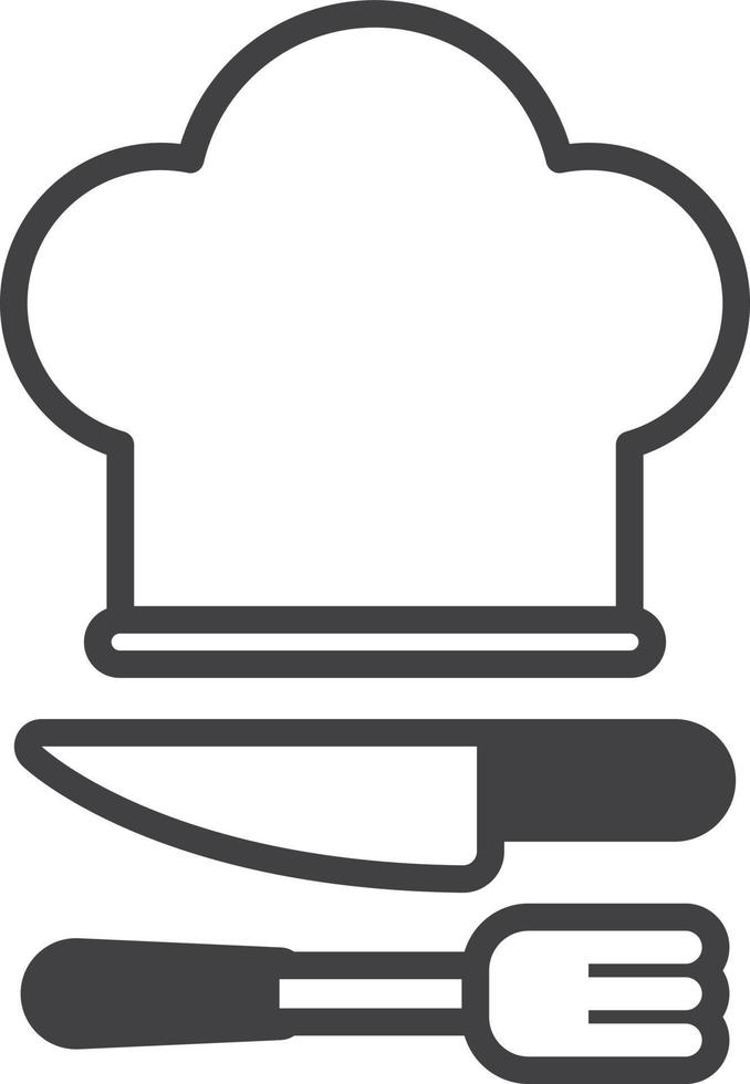 cuchillo con espátula e ilustración de sombrero de chef en estilo minimalista vector