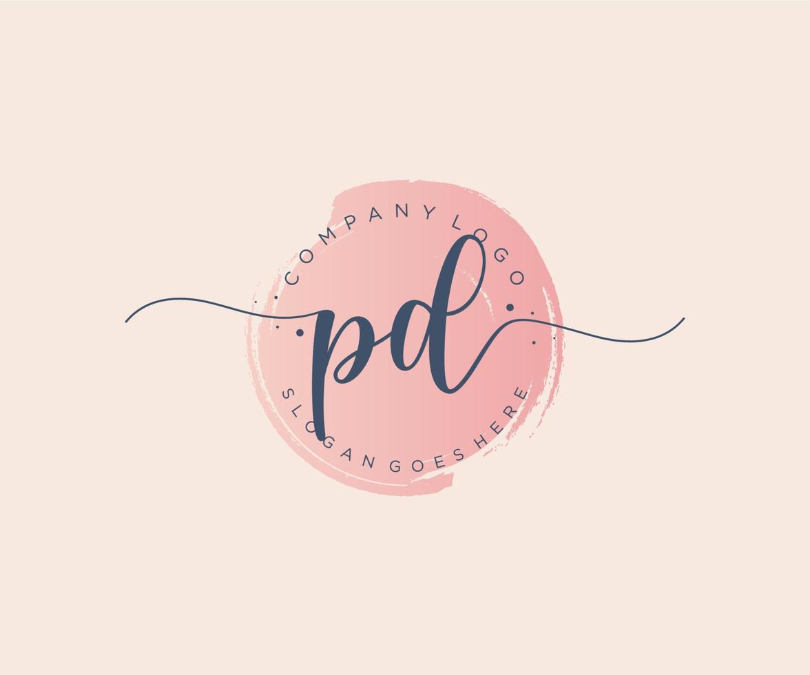 Initial PD feminine logo. Usable for Nature, Salon, Spa, Cosmetic and Beauty Logos. Flat Vector Logo Design Template Element.