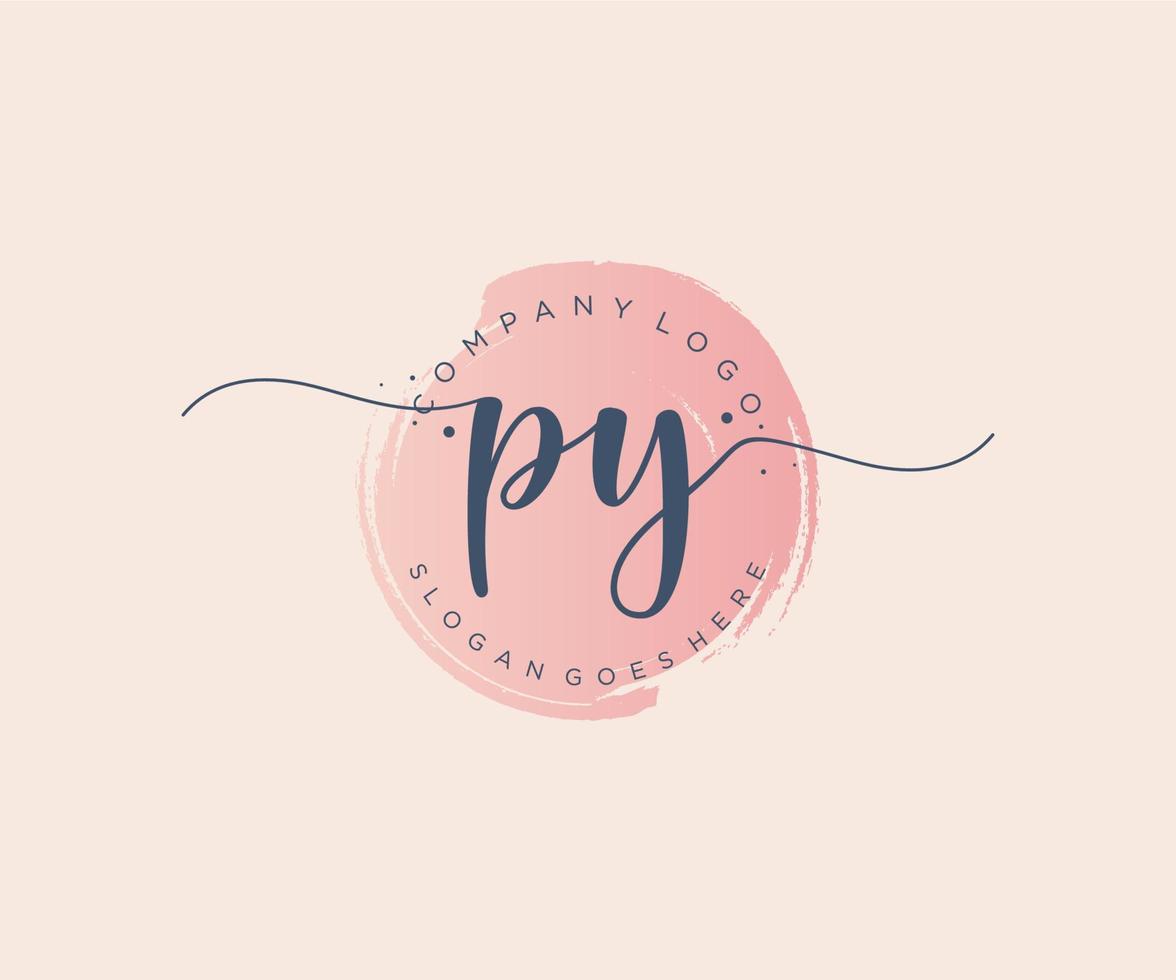 Initial PY feminine logo. Usable for Nature, Salon, Spa, Cosmetic and Beauty Logos. Flat Vector Logo Design Template Element.