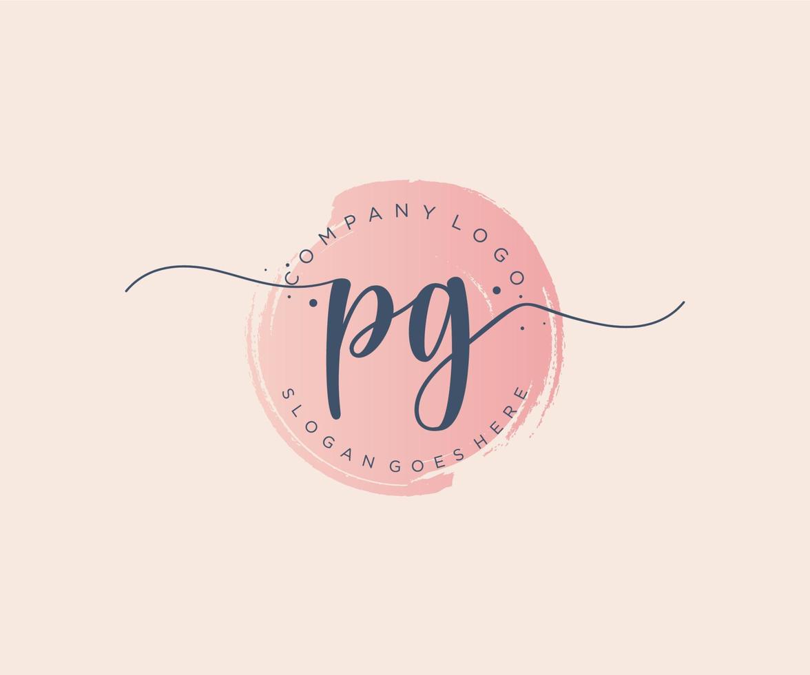 Initial PG feminine logo. Usable for Nature, Salon, Spa, Cosmetic and Beauty Logos. Flat Vector Logo Design Template Element.