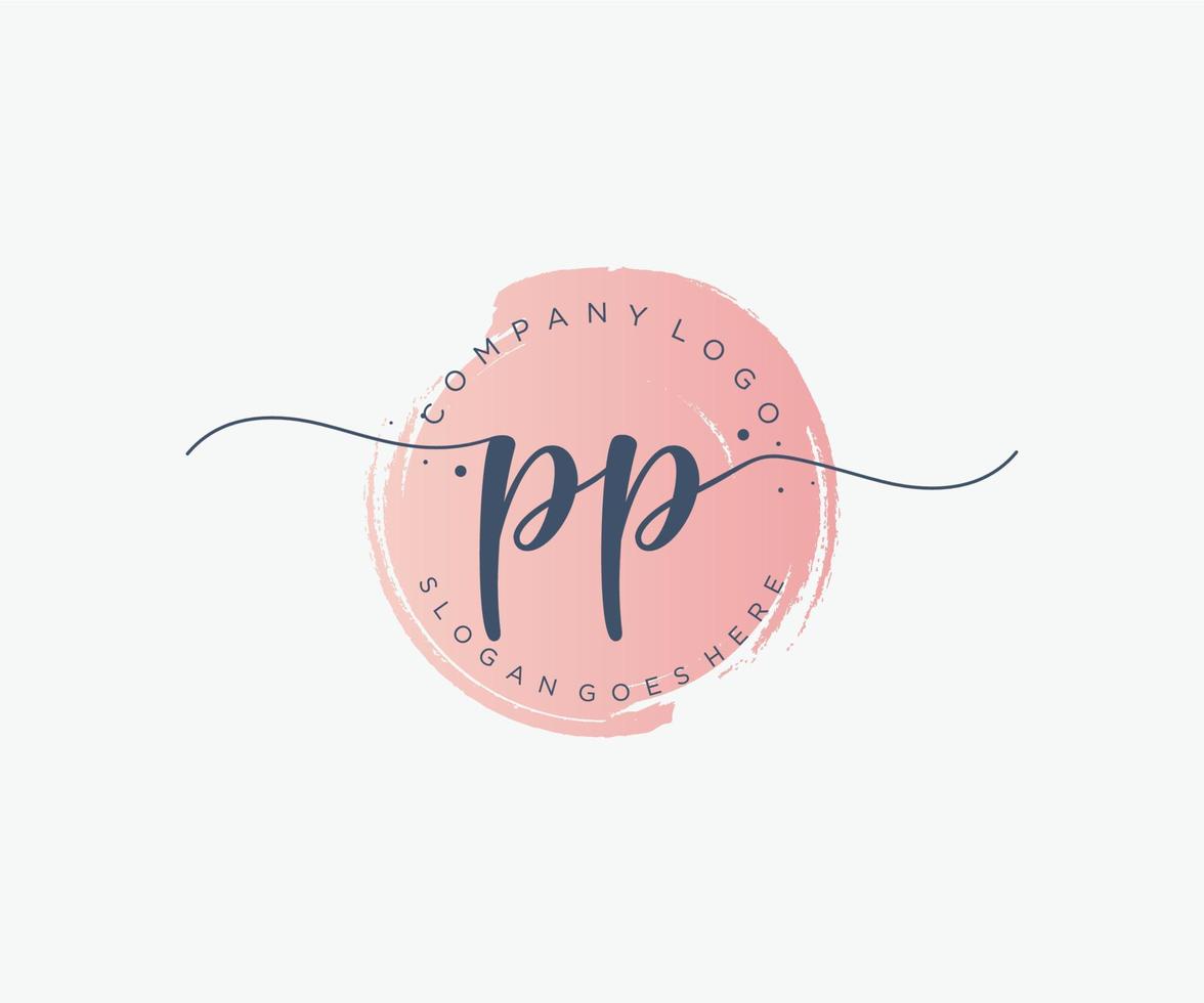Initial PP feminine logo. Usable for Nature, Salon, Spa, Cosmetic and Beauty Logos. Flat Vector Logo Design Template Element.