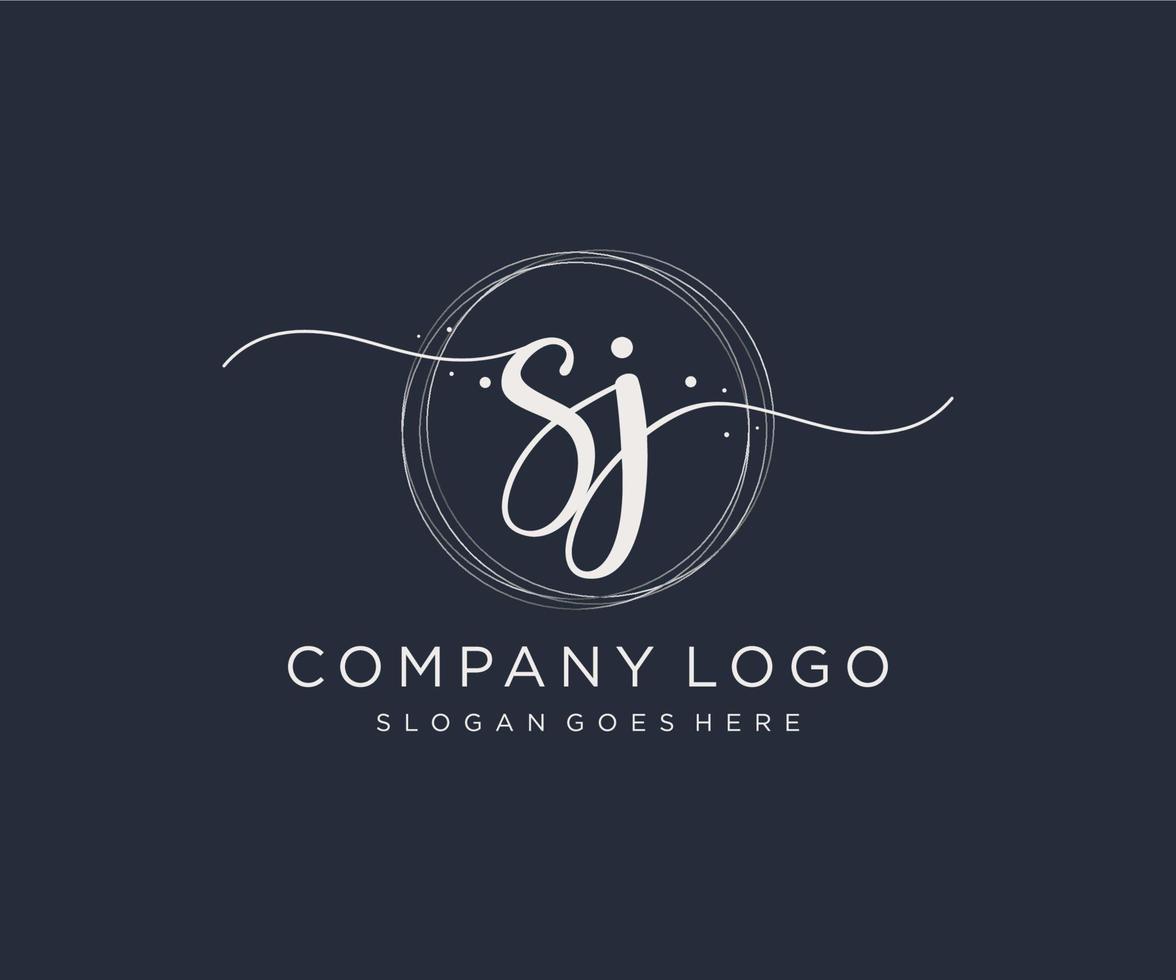 Initial SJ feminine logo. Usable for Nature, Salon, Spa, Cosmetic and Beauty Logos. Flat Vector Logo Design Template Element.