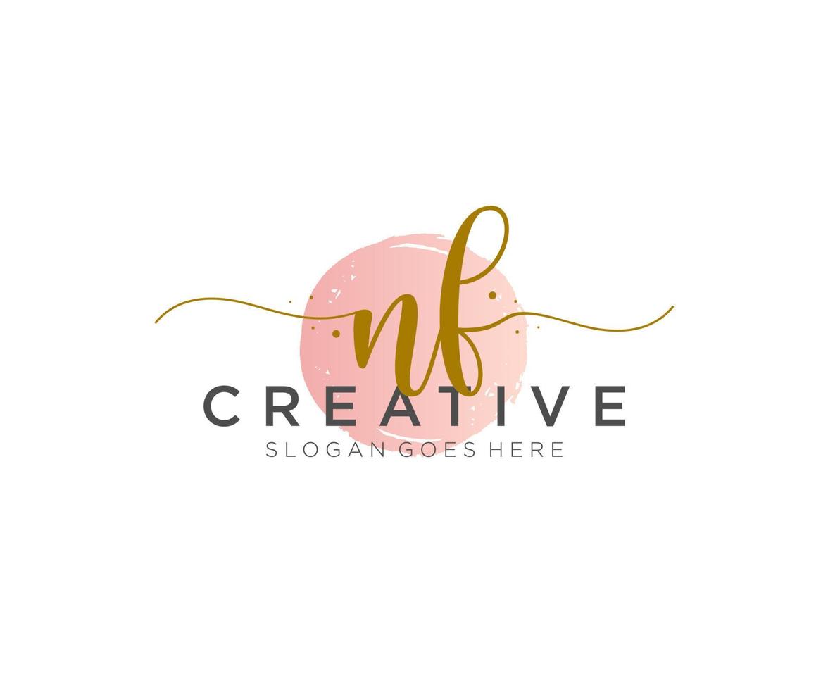 initial NF Feminine logo beauty monogram and elegant logo design, handwriting logo of initial signature, wedding, fashion, floral and botanical with creative template. vector