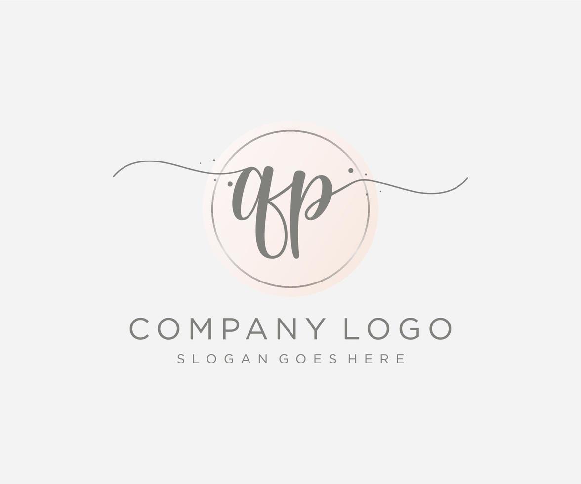 Initial QP feminine logo. Usable for Nature, Salon, Spa, Cosmetic and Beauty Logos. Flat Vector Logo Design Template Element.