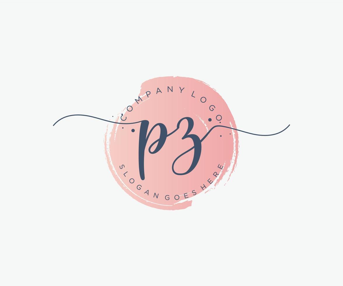 Initial PZ feminine logo. Usable for Nature, Salon, Spa, Cosmetic and Beauty Logos. Flat Vector Logo Design Template Element.