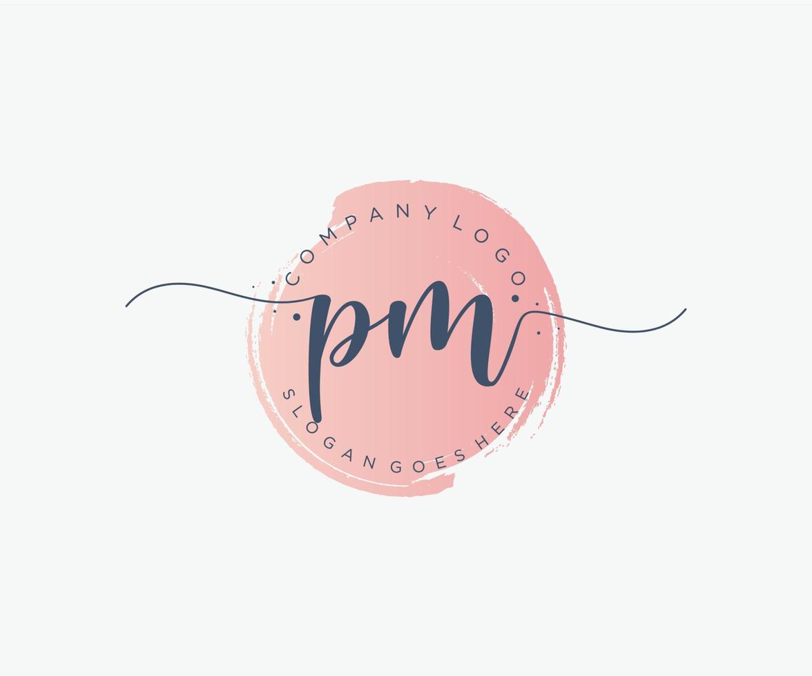 Initial PM feminine logo. Usable for Nature, Salon, Spa, Cosmetic and Beauty Logos. Flat Vector Logo Design Template Element.