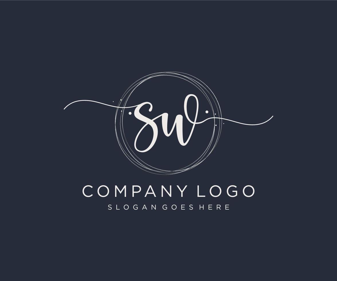 Initial SW feminine logo. Usable for Nature, Salon, Spa, Cosmetic and Beauty Logos. Flat Vector Logo Design Template Element.