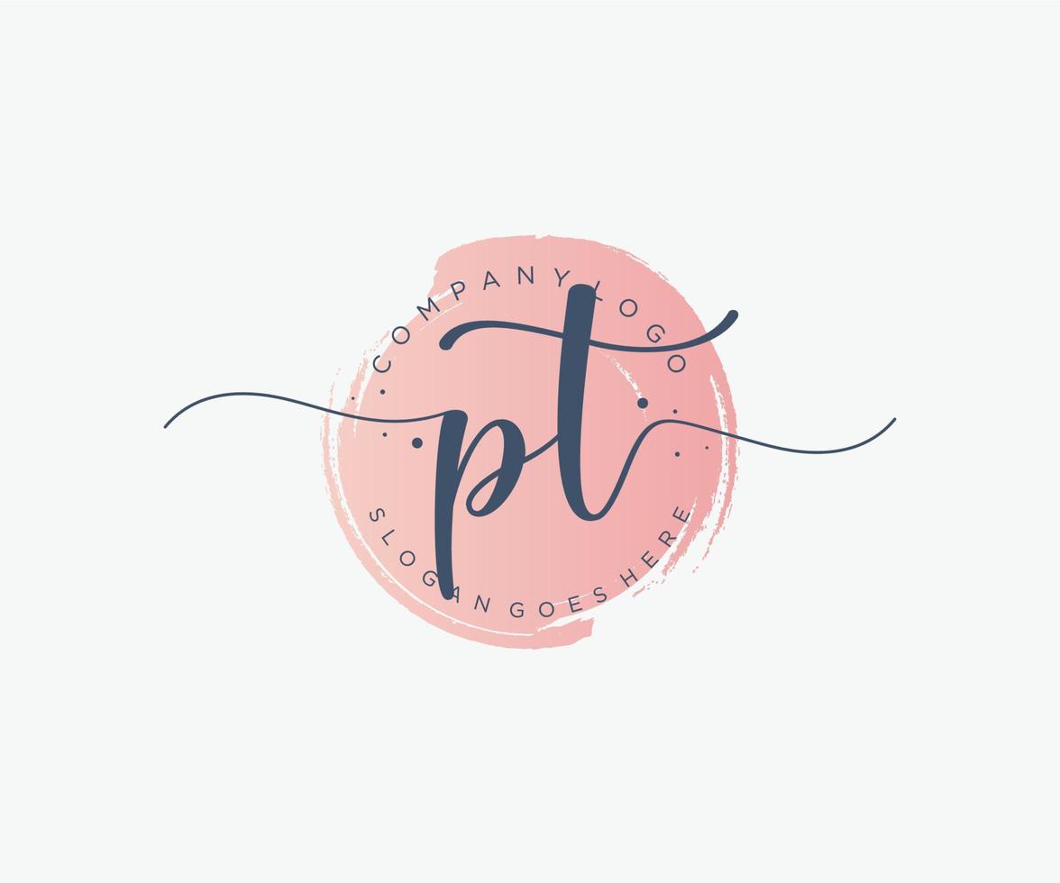 Initial PT feminine logo. Usable for Nature, Salon, Spa, Cosmetic and Beauty Logos. Flat Vector Logo Design Template Element.