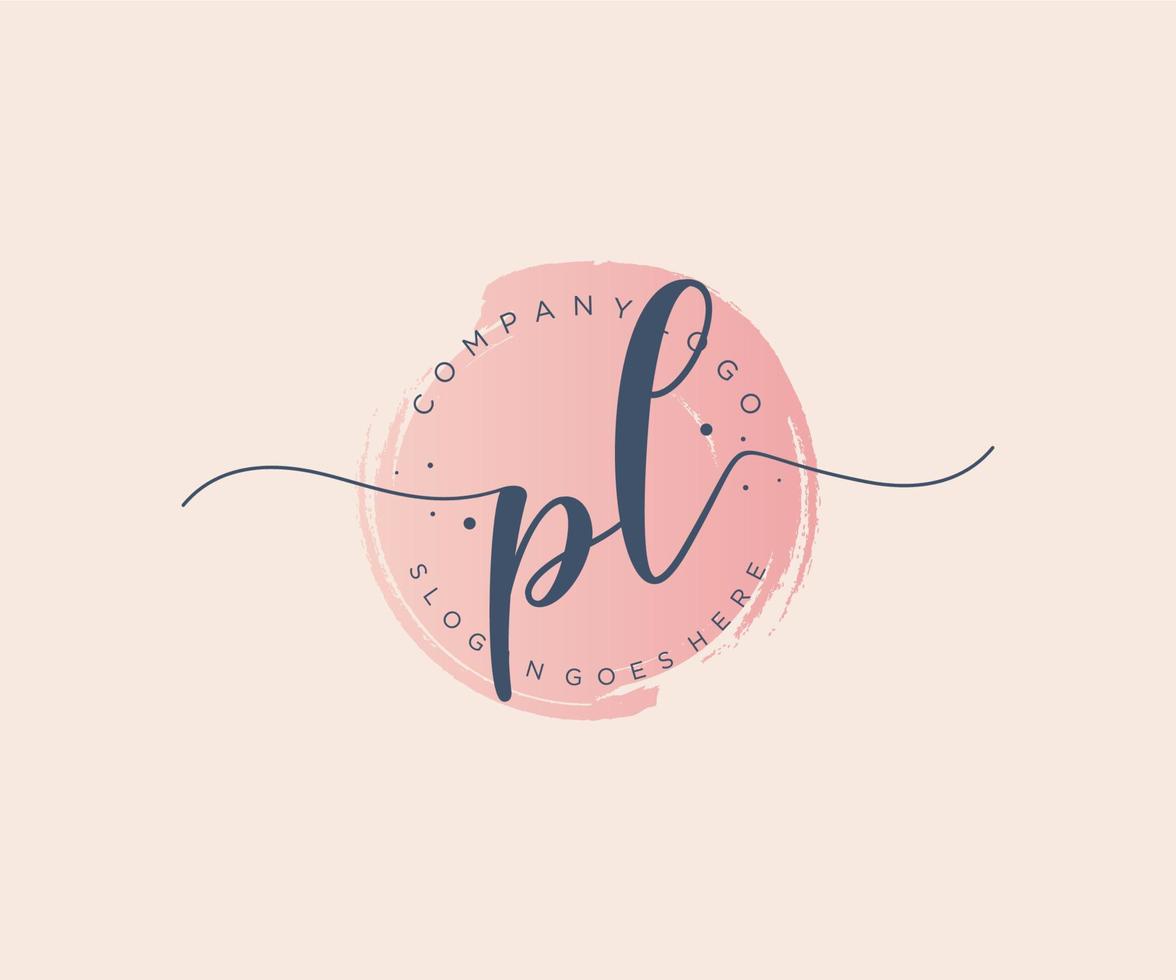 Initial PL feminine logo. Usable for Nature, Salon, Spa, Cosmetic and Beauty Logos. Flat Vector Logo Design Template Element.
