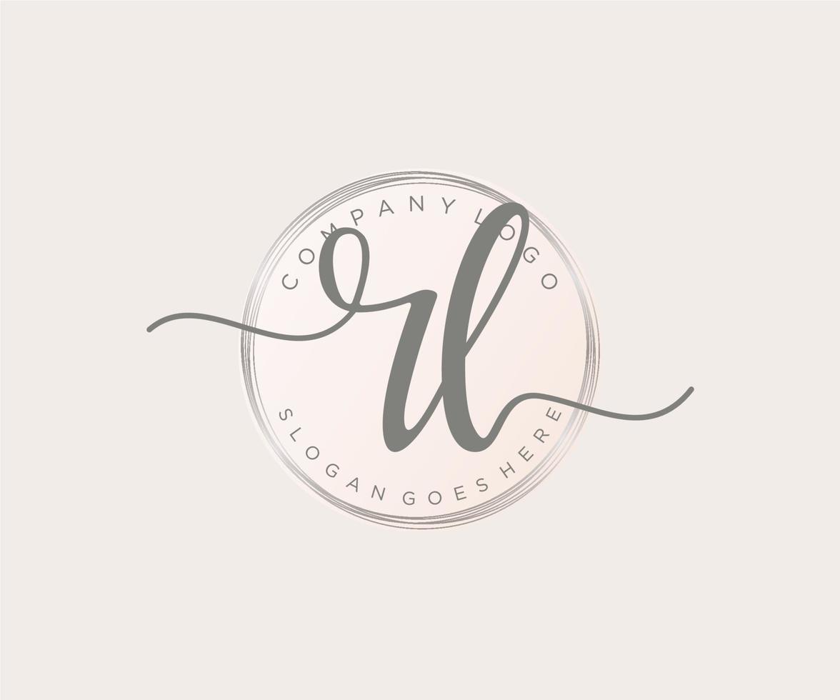 Initial RL feminine logo. Usable for Nature, Salon, Spa, Cosmetic and Beauty Logos. Flat Vector Logo Design Template Element.