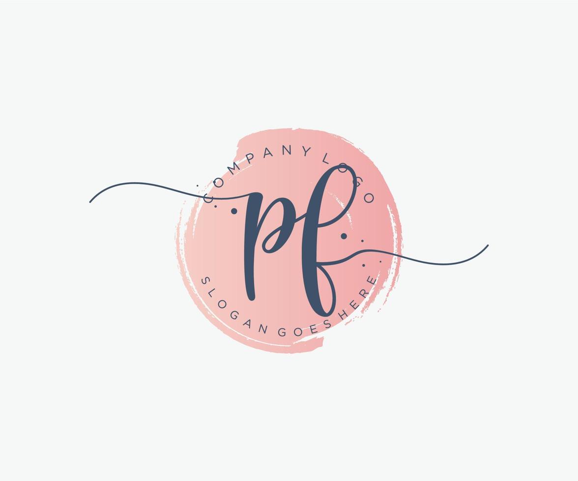 Initial PF feminine logo. Usable for Nature, Salon, Spa, Cosmetic and Beauty Logos. Flat Vector Logo Design Template Element.