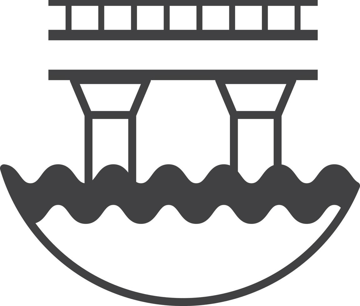 bridge and river illustration in minimal style vector