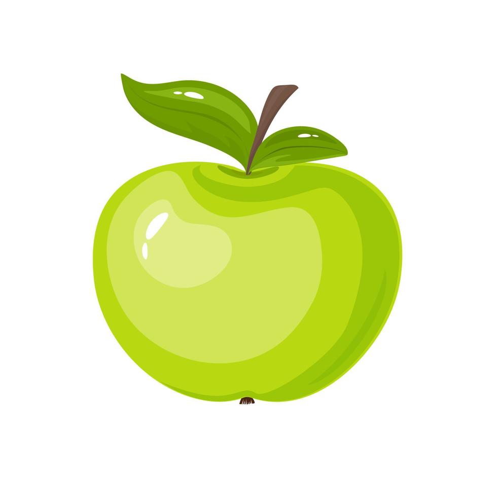 fruta de manzana verde con hoja vector