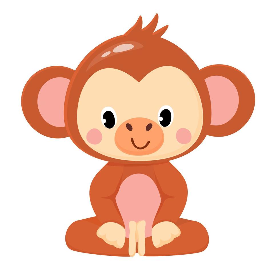 ilustración vectorial de mono lindo aislado en estilo de dibujos animados sobre fondo blanco. uso para aplicación infantil, juego, libro, impresión de ropa, estampado de camisetas, baby shower. vector